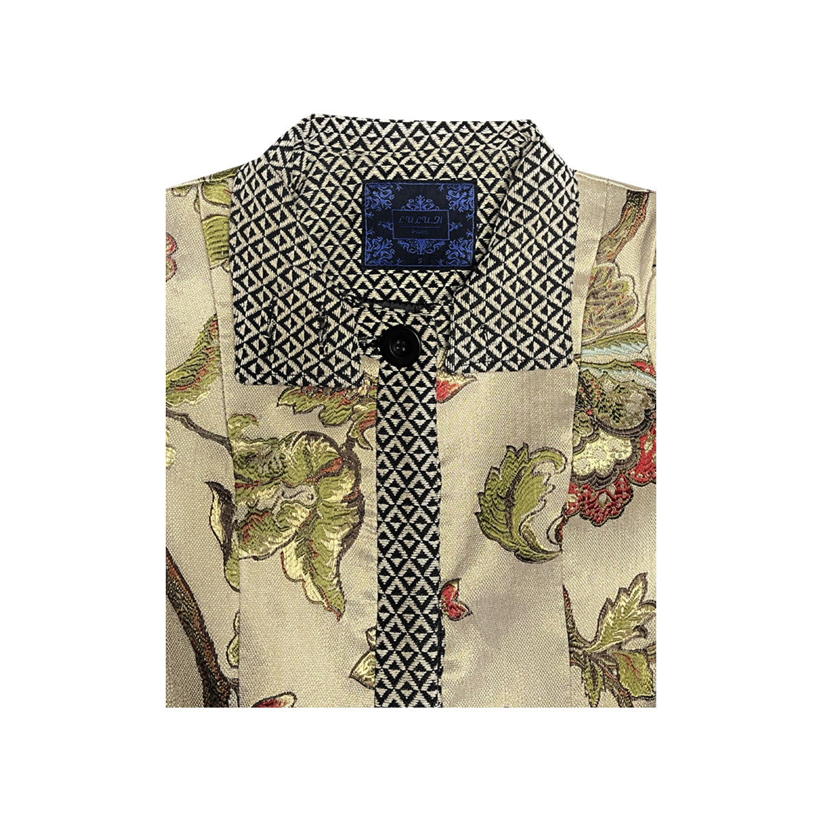 Lulu H - Button-Up Embroidered Coat S Cream/Multi