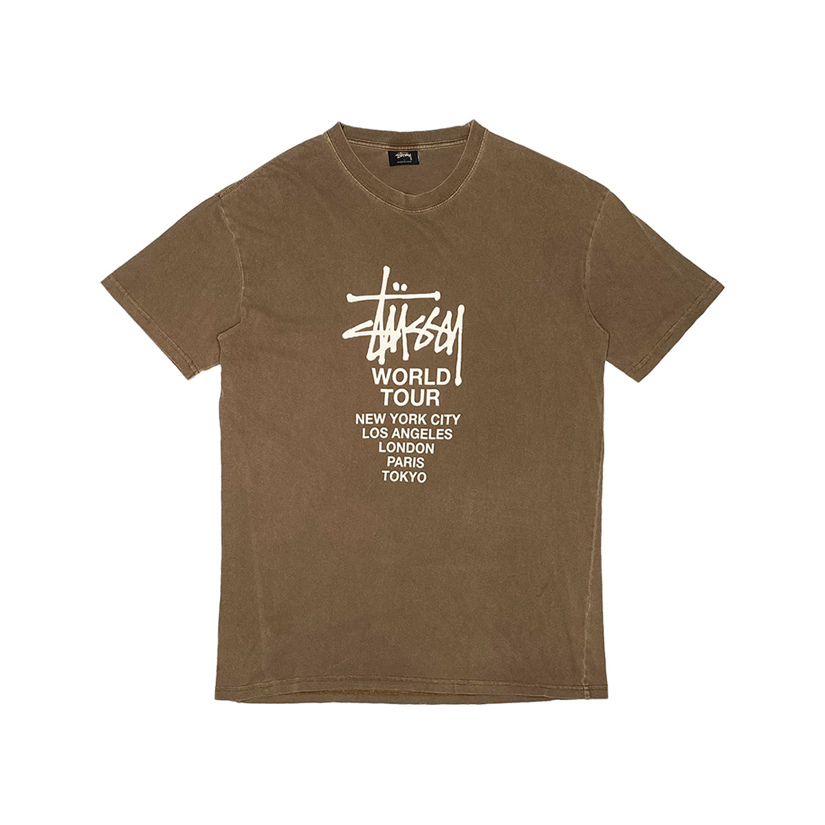 Stussy - World Tour Tee S Camel/White
