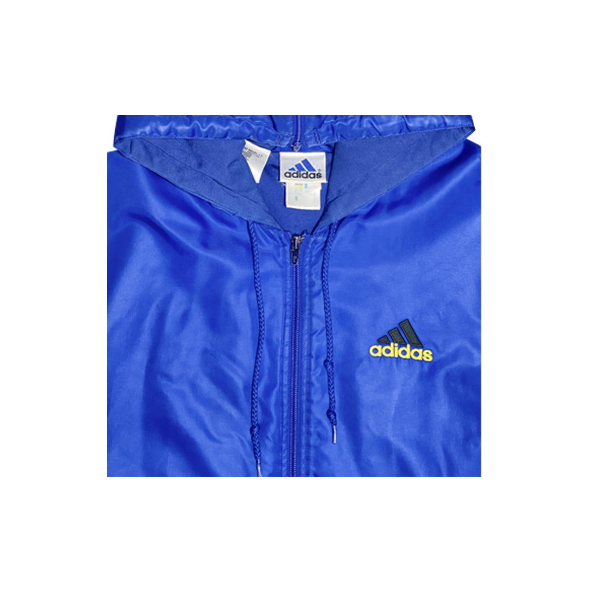 Adidas - Vintage Zip-Up Hooded Jacket XL Blue/Yellow
