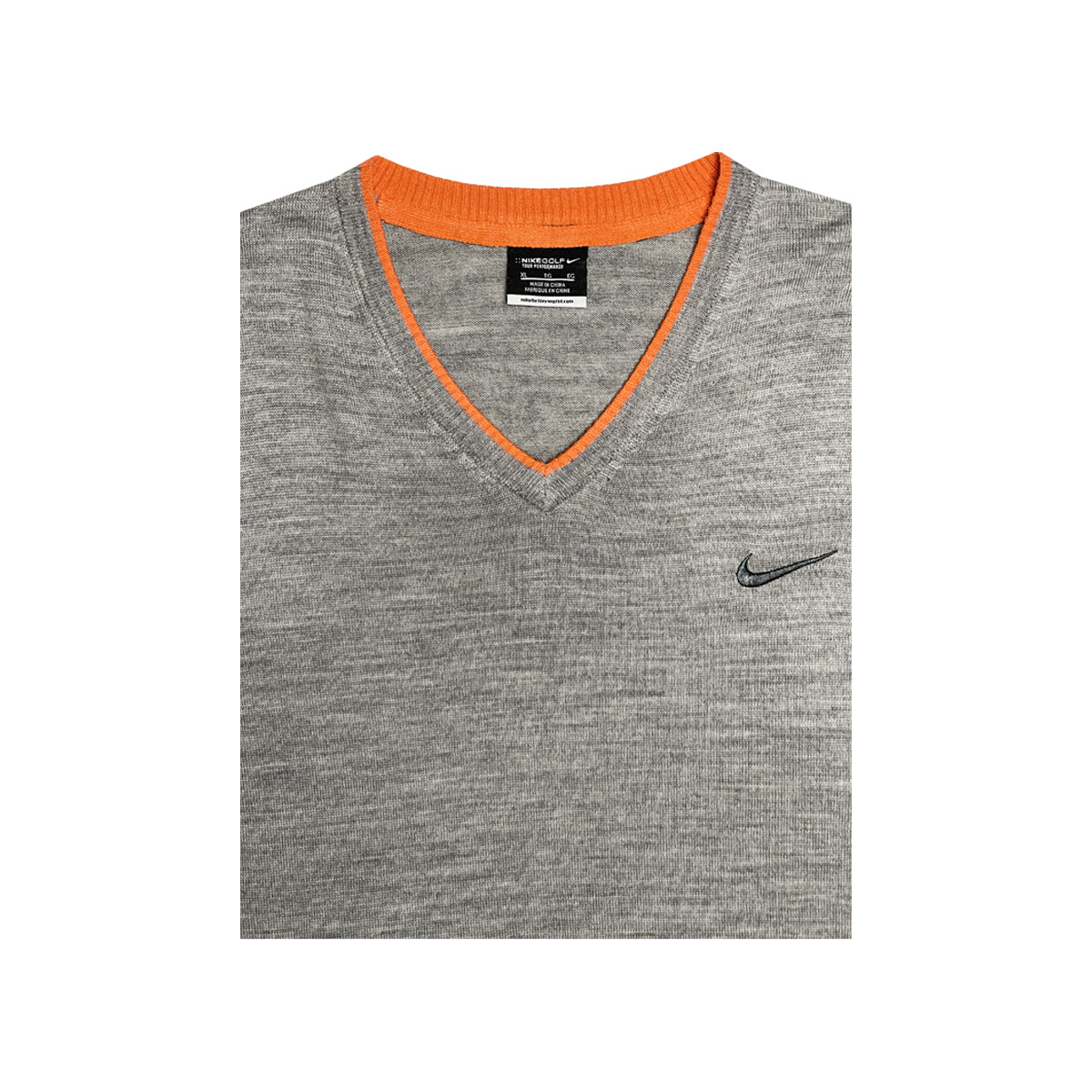 Nike - Golf V-neck Sweater XL Grey/Orange