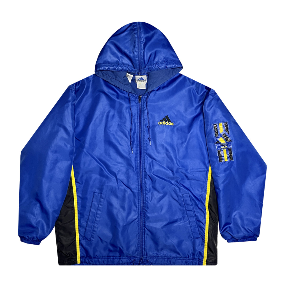 Adidas - Vintage Zip-Up Hooded Jacket XL Blue/Yellow