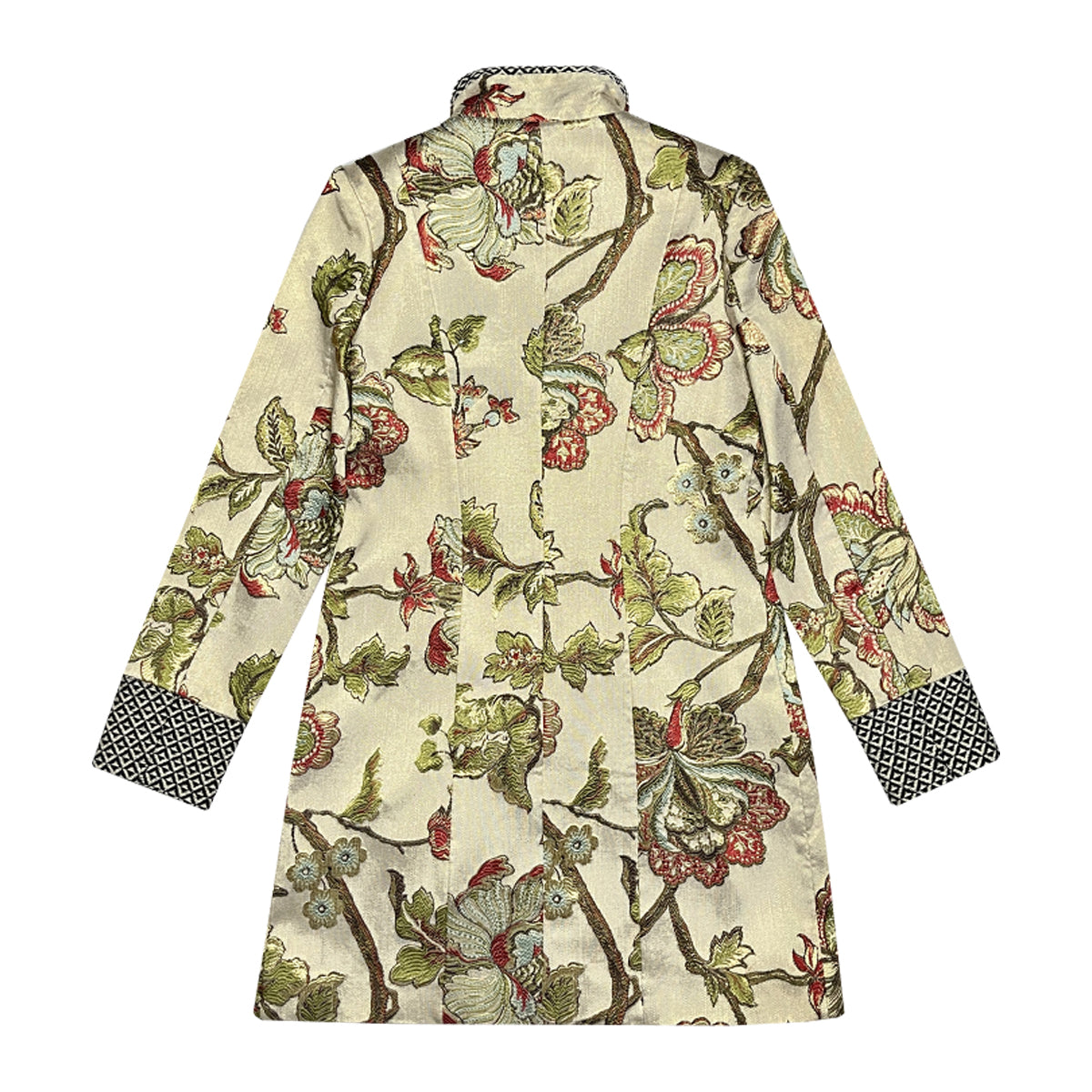 Lulu H - Button-Up Embroidered Coat S Cream/Multi