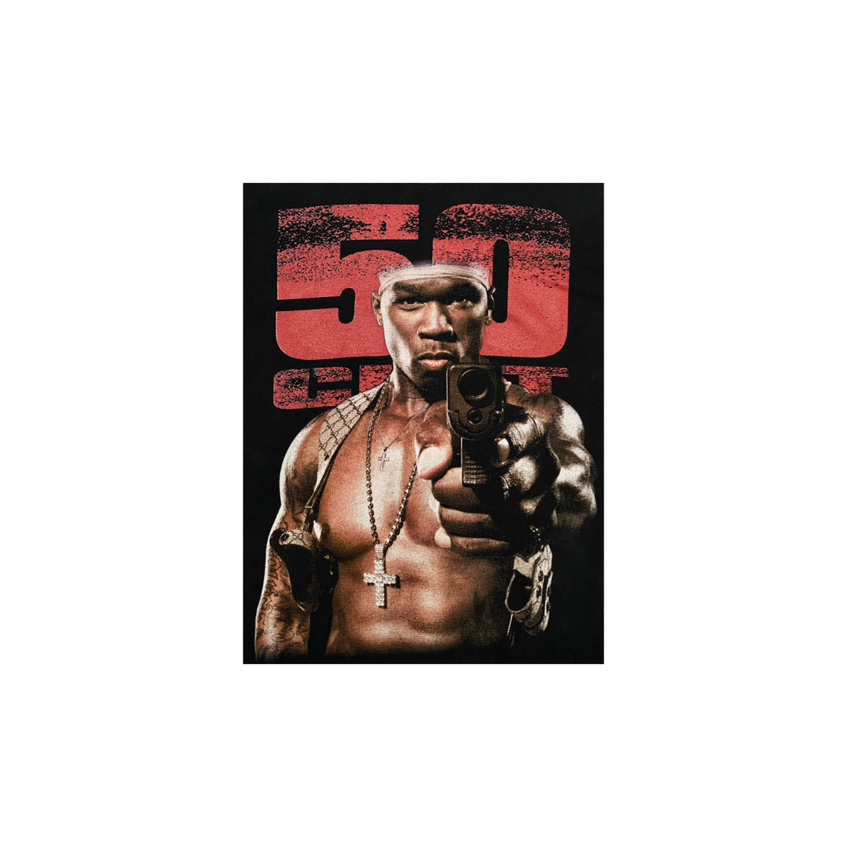 50 Cent - Vintage Get Rich Cover Tee L Black/Red