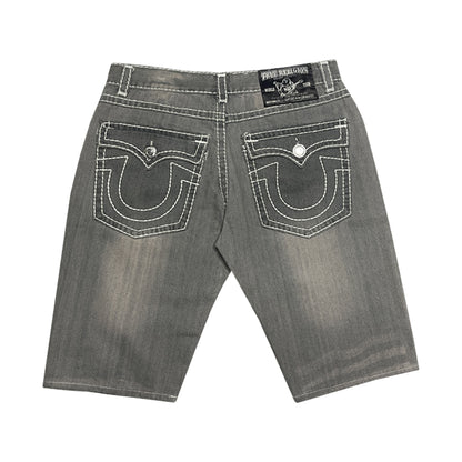 True Religion - Ripped Jorts 38 Washed/Grey