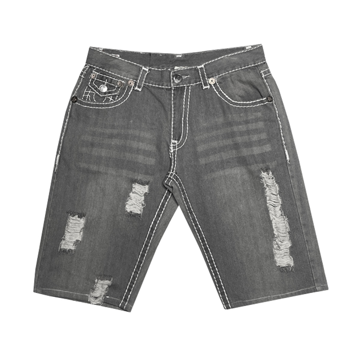 True Religion - Ripped Jorts 38 Washed/Grey