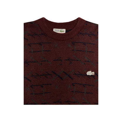 Lacoste - Patterned Crewneck Sweater L Maroon/Navy