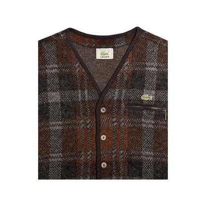 Lacoste - Button-Up Sweater Vest L Brown