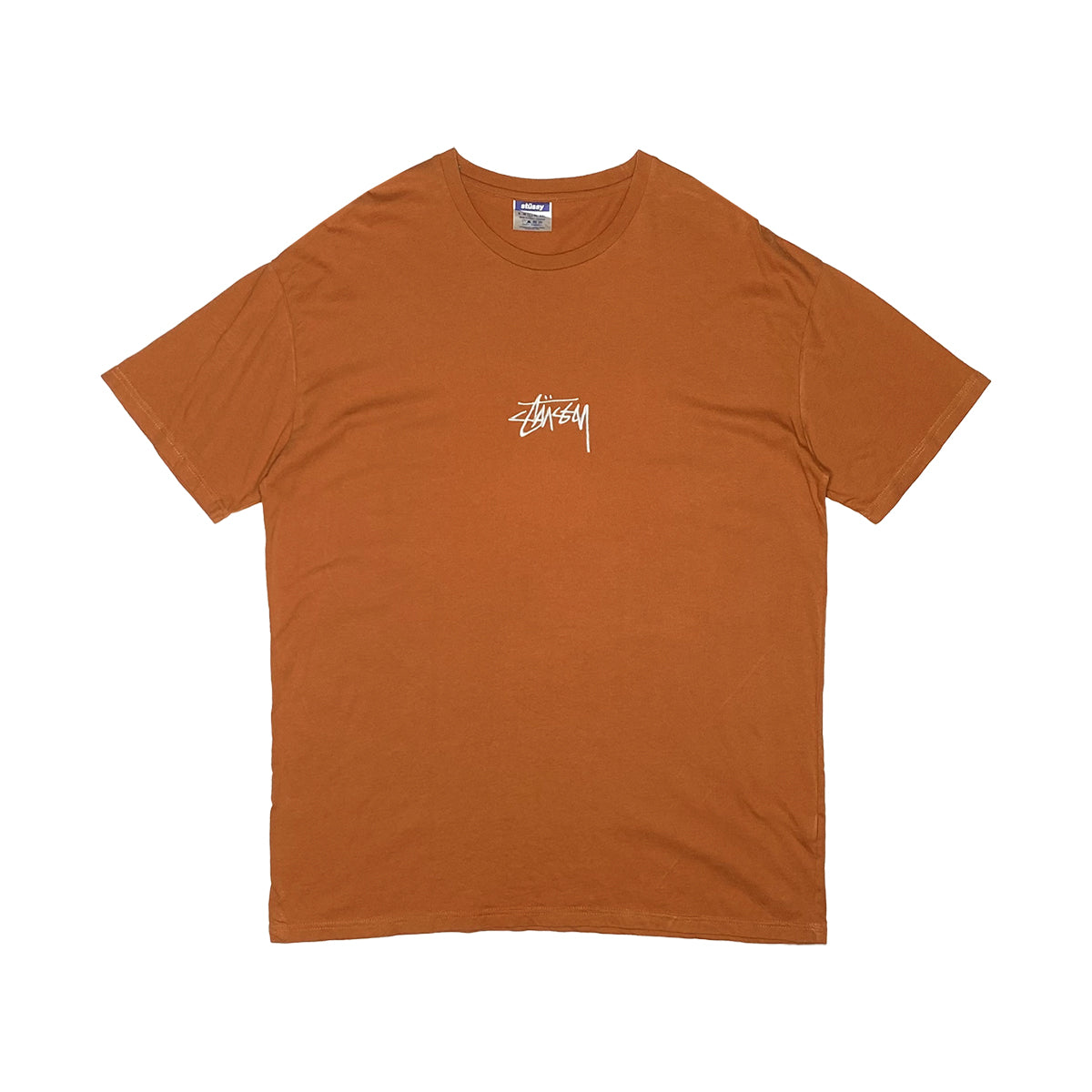 Stussy - Spellout Logo Tee L Orange/White