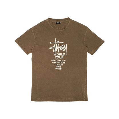 Stussy - World Tour Tee S Camel/White