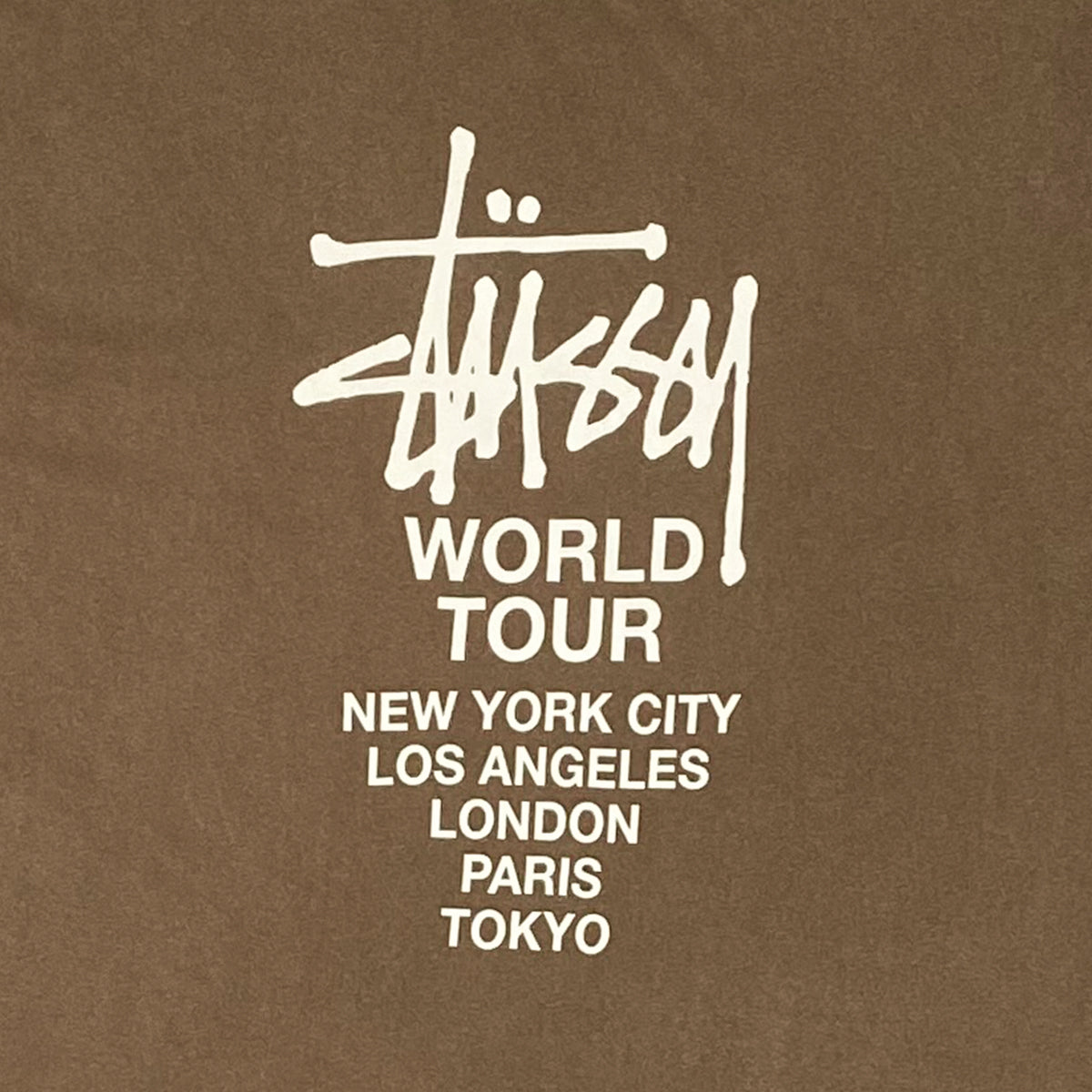 Stussy - World Tour Tee S Camel/White