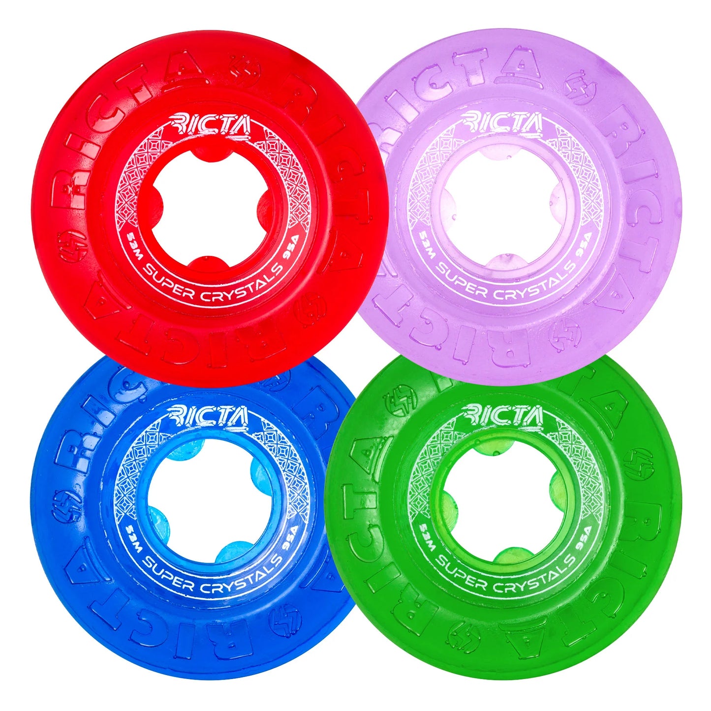 RICTA WHEELS - SUPER CRYSTALS TRANS PURPLE GREEN BLUE RED WIDE 95A 53MM