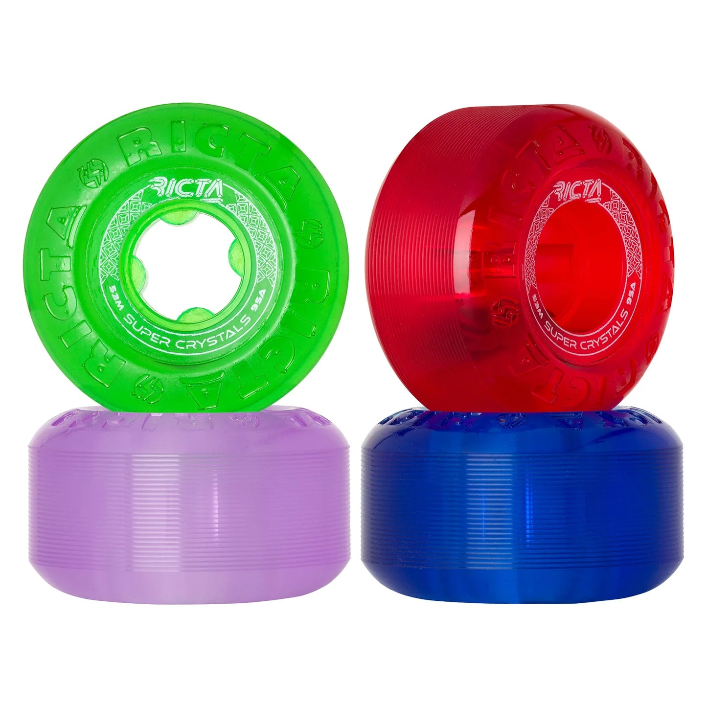 RICTA WHEELS - SUPER CRYSTALS TRANS PURPLE GREEN BLUE RED WIDE 95A 53MM