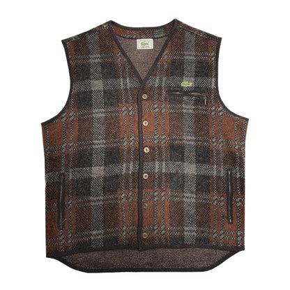 Lacoste - Button-Up Sweater Vest L Brown