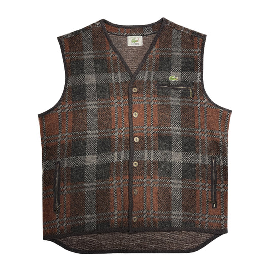 Lacoste - Button-Up Sweater Vest L Brown
