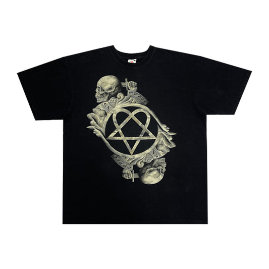 HIM - Band Logo Skulls Tee L Black/Grey