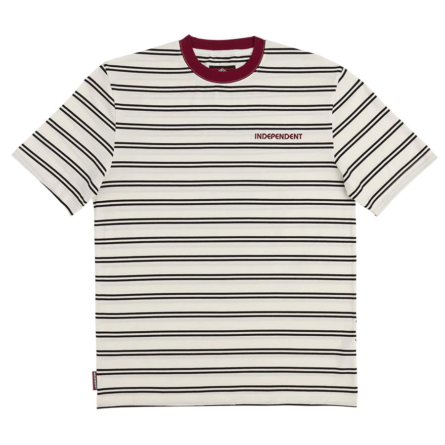 Independent - BAUHAUS STRIPED Tee White/Burgundy