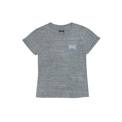 Stussy - Side Distorted Logo Tee XS Grey/Multi