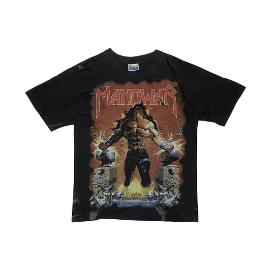 Music Tee - Vintage Manowar Graphic Tee L Black