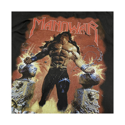 Music Tee - Vintage Manowar Graphic Tee L Black