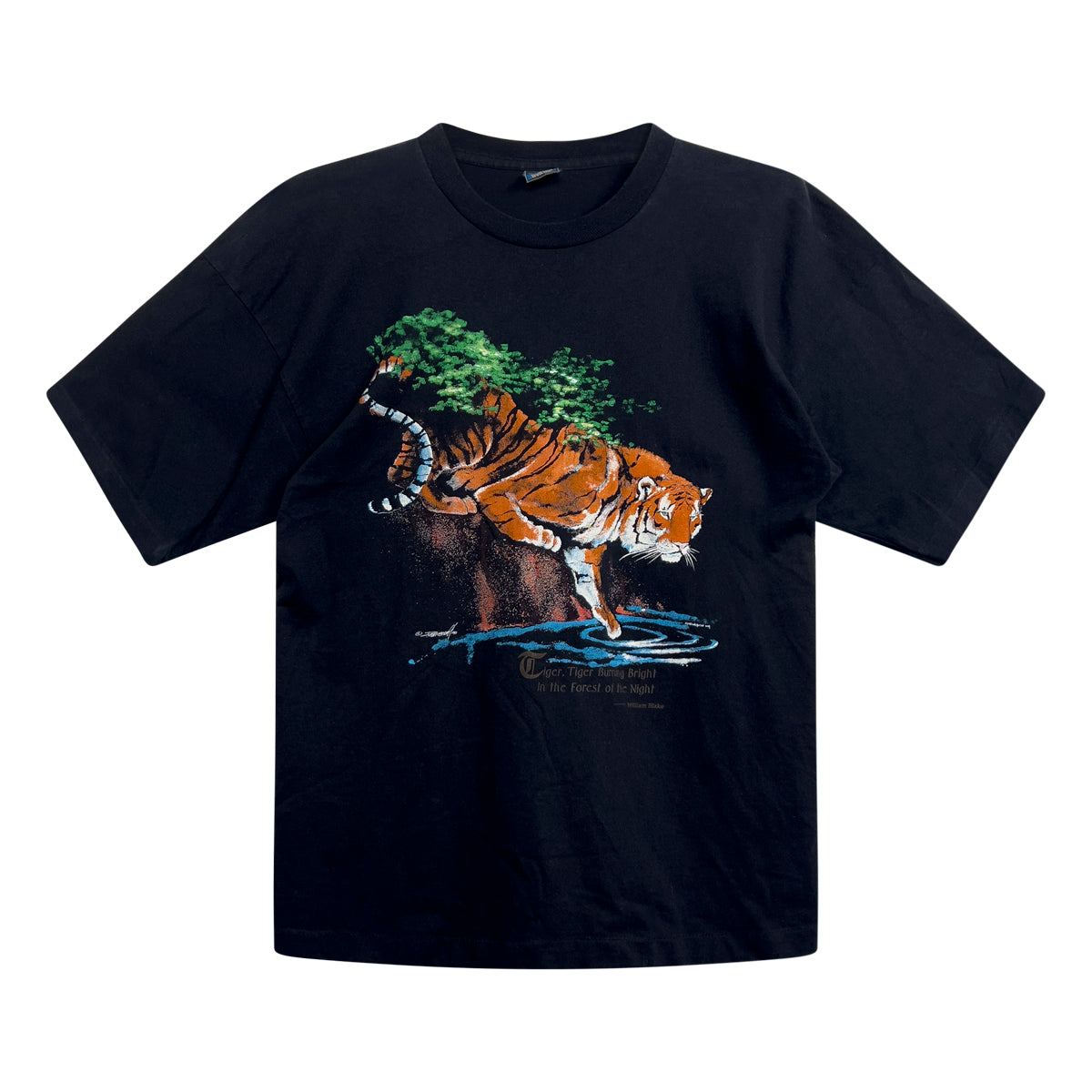 William Blake - Tiger Painting Vintage Tee XL Black