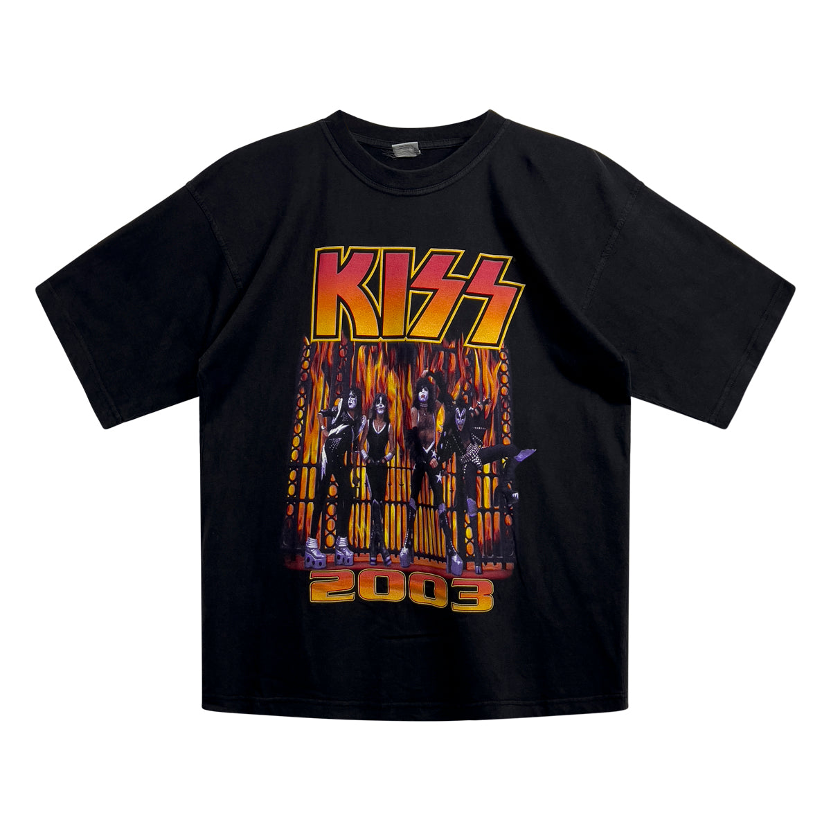 Music Tee - Vintage Kiss Hotter Then Hell 2003 Tee L Black