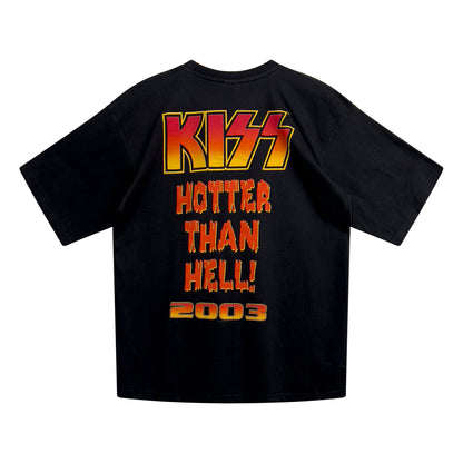 Music Tee - Vintage Kiss Hotter Then Hell 2003 Tee L Black