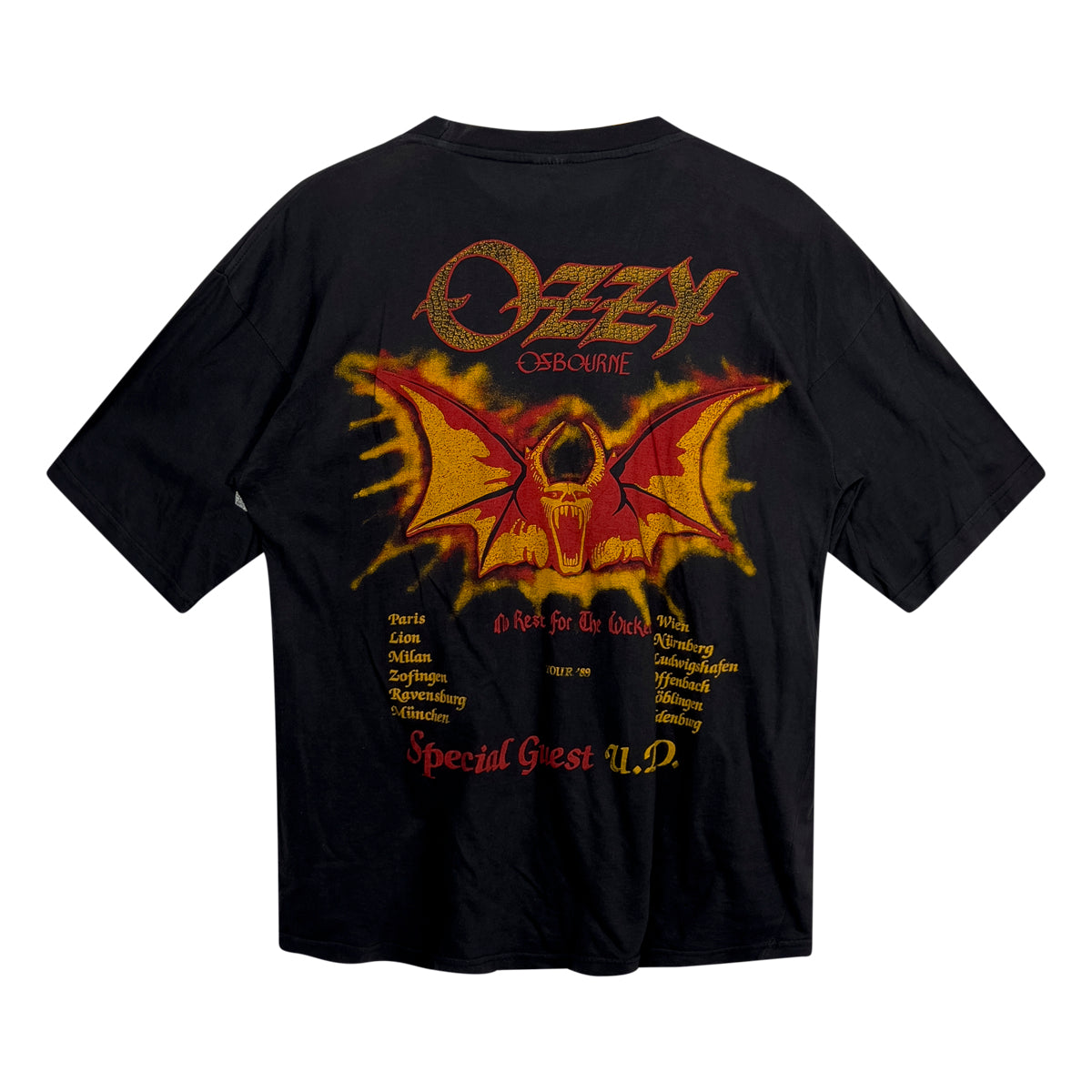 Music Tee - Vintage Ozzy Osbourne 1989 Tour Tee XL Faded Black