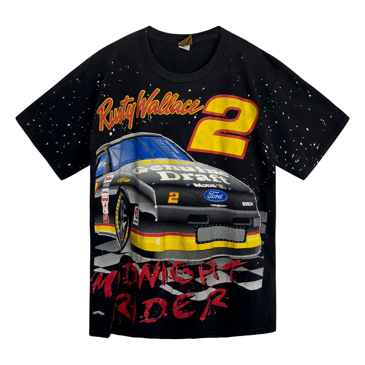 Nascar - Vintage Rusty Wallace All Over Print Tee L Black