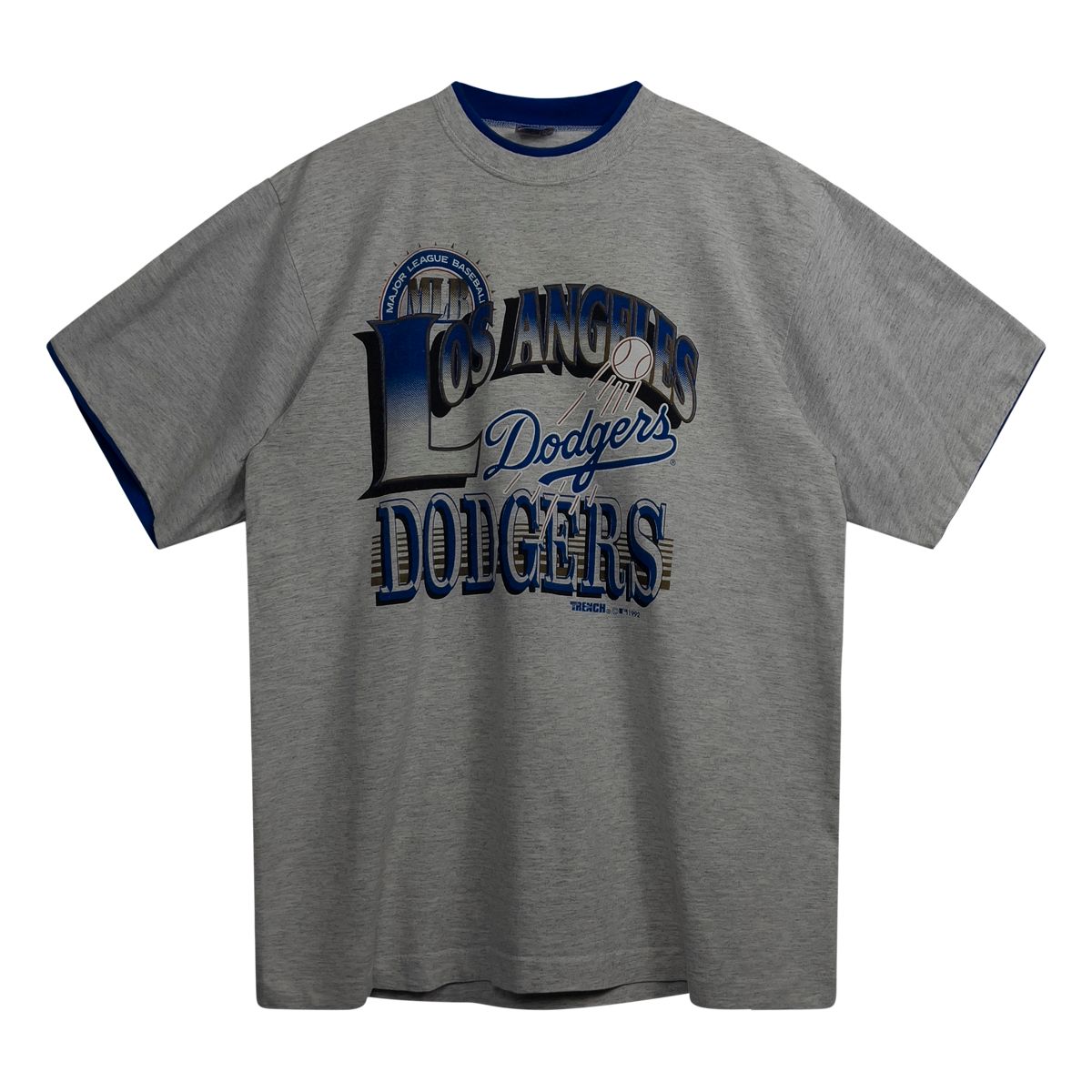 Los Angeles Dodgers - Vintage 1992 MLB Tee L Grey/Blue